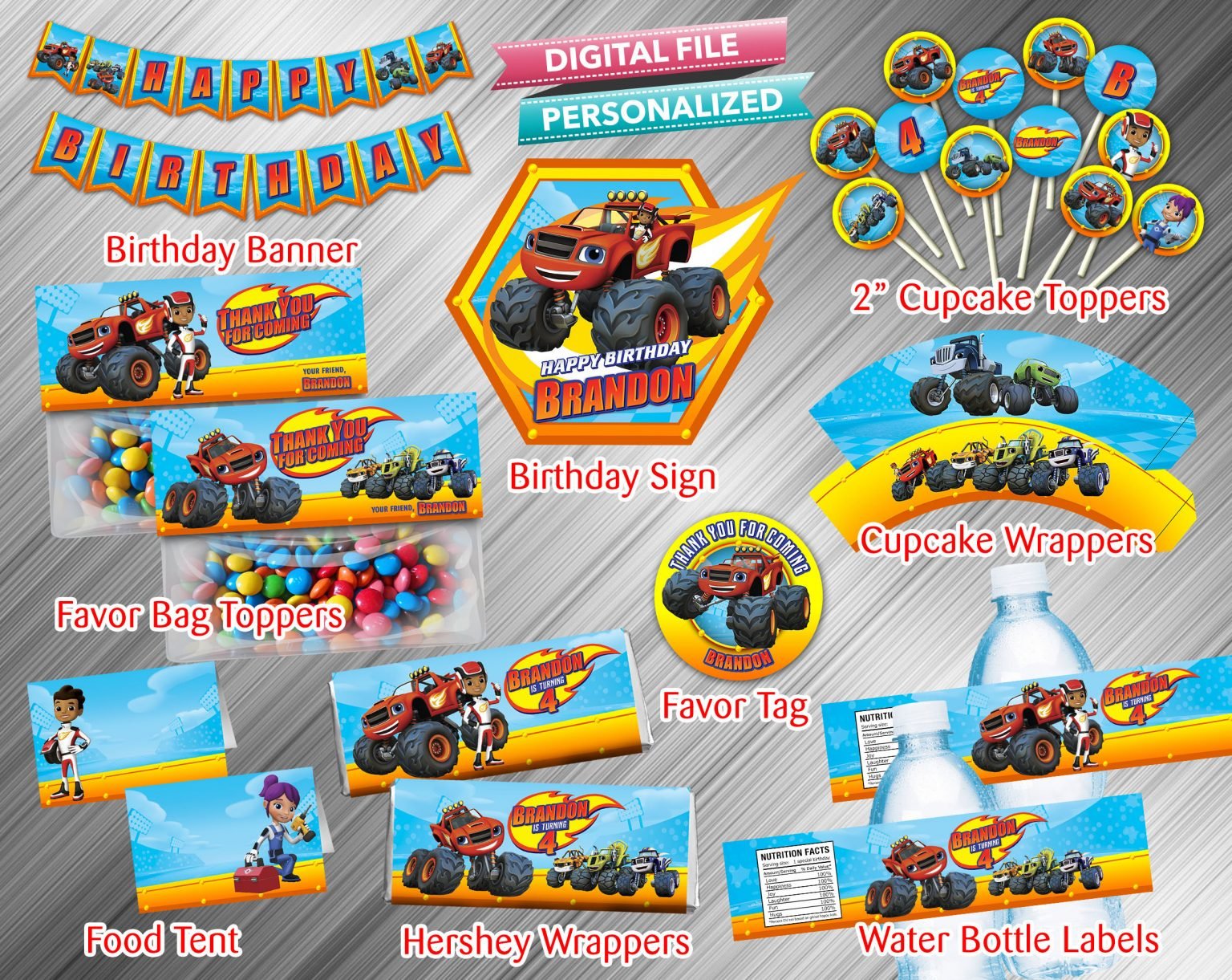 Blaze and the Monster Machines Printable Birthday Package