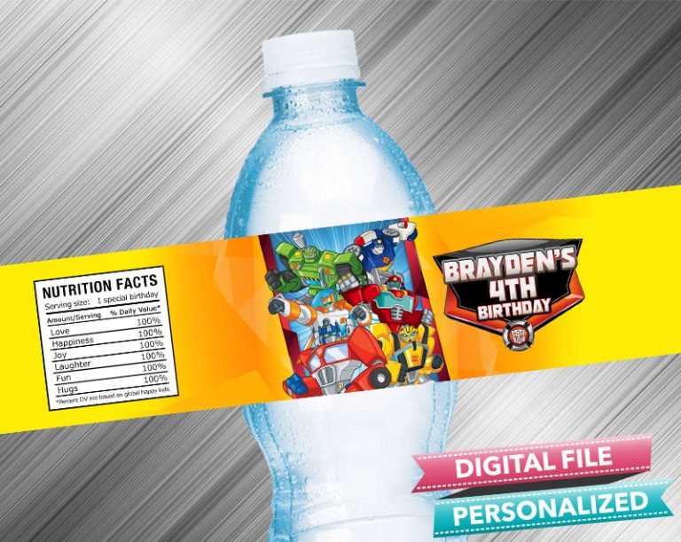Rescue Bots Water Bottle Label