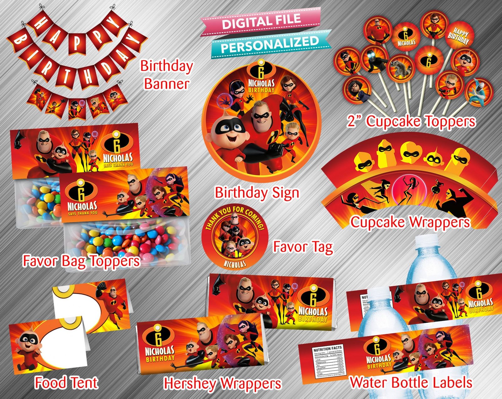 The Incredibles Printable Birthday Package