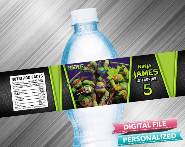 Ninja Turtle Water Bottle Label