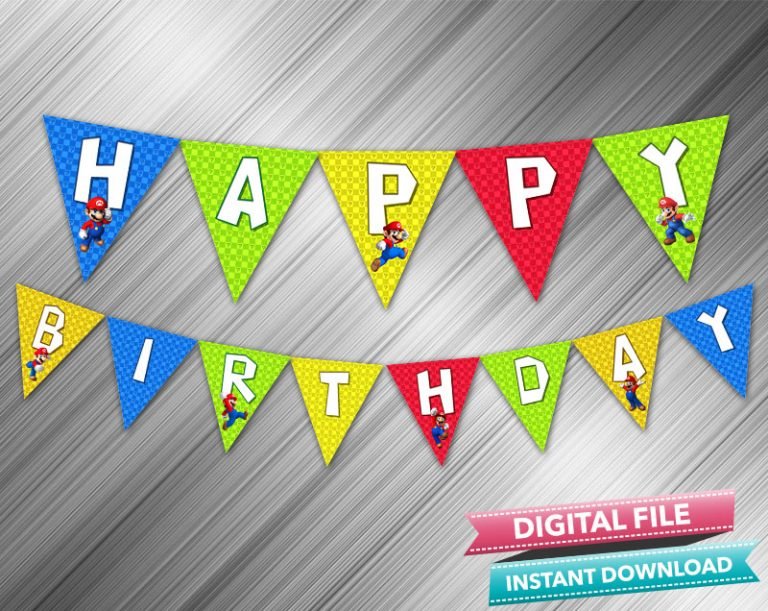 Super Mario Birthday Banner