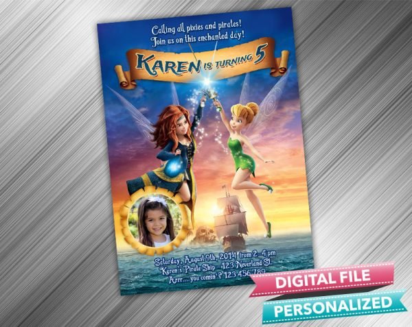 Tinkerbell and the Pirate Fairy Invitation with picture
