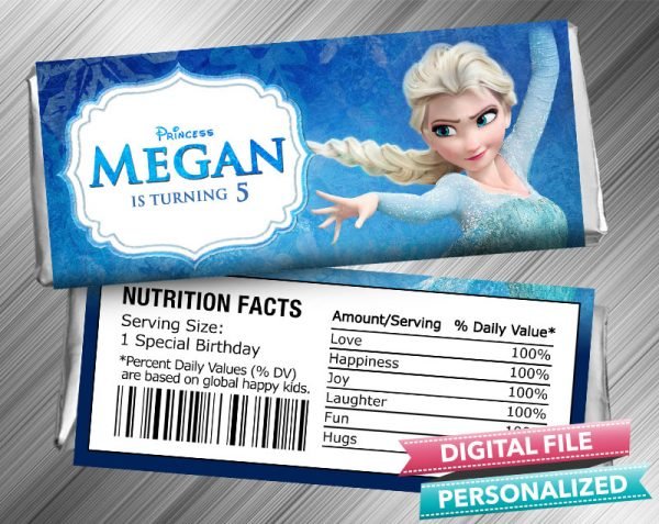 Frozen Elsa Candy Bar Hershey Wrapper Birthday