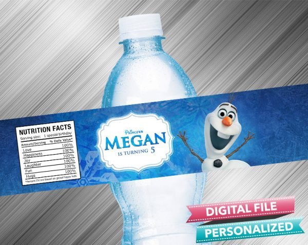 Frozen Olaf Water Bottle Label Birthday