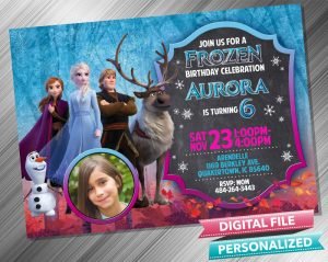 Frozen 2 Chalk Style Invitation with picture
