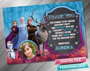 Frozen 2 Chalk Style Thank you Card with picture