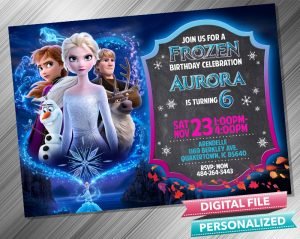 Frozen 2 Chalk Style Birthday Invitation