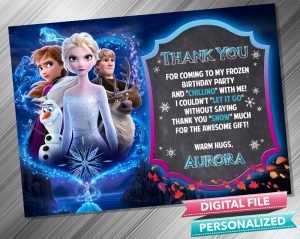 Frozen 2 Chalk Style Birthday Thank you Card