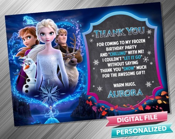 Frozen 2 Chalk Birthday Thank you card