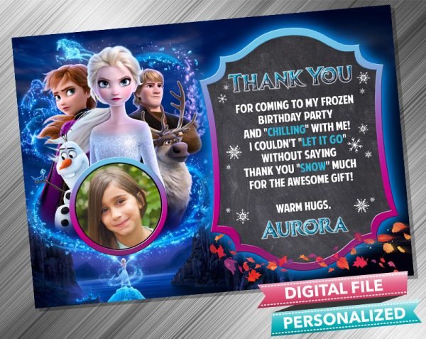 Frozen 2 Chalk Birthday Thank you card