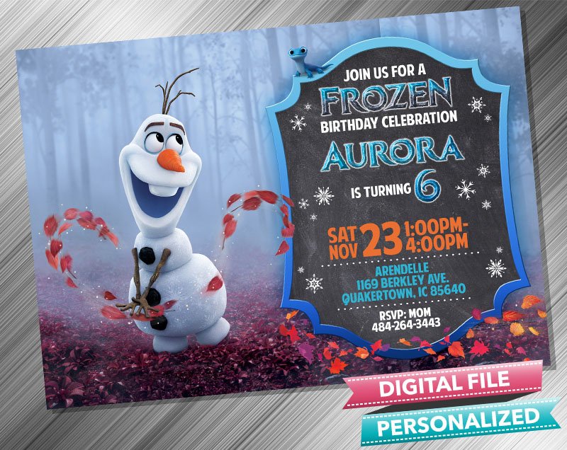 Frozen preview3 - no photo Olaf Chalk Birthday Invitation