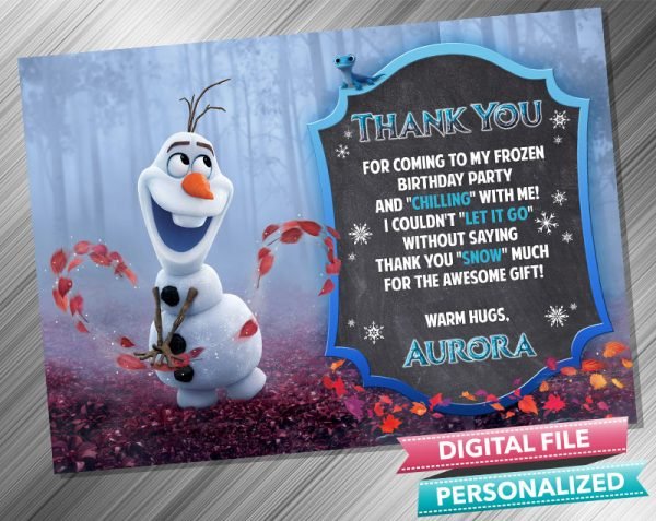 Olaf Chalk Birthday Thank you card