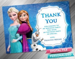Frozen Anna Elsa Olaf Thank you Card