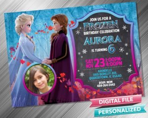 Elsa and Anna Chalk Invitation with picture