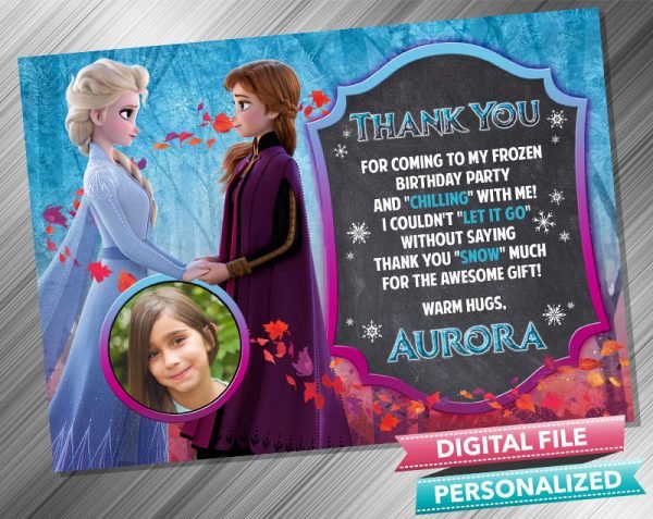 Elsa and Anna Chalk Birthday Thank you card