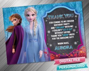 Elsa and Anna Chalk Birthday Thank you Card