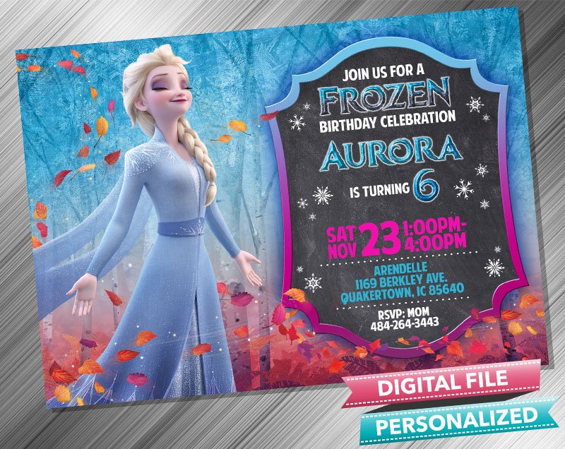 Frozen preview6 - no photo Elsa Birthday Chalk Invitation