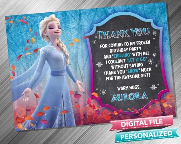 Elsa Birthday Chalk Thank you card