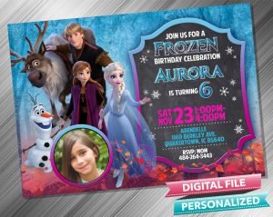 Elsa Anna Kristoff Chalk Invitation with picture