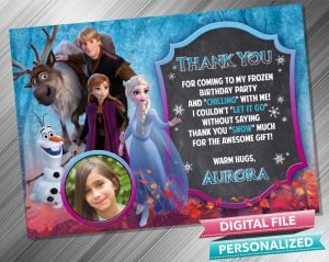 Elsa Anna Kristoff Chalk Thank you Card with picture
