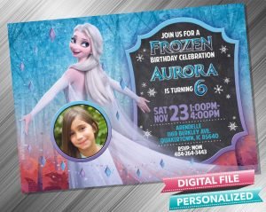 Elsa Transform Chalk Birthday Invitation with picture