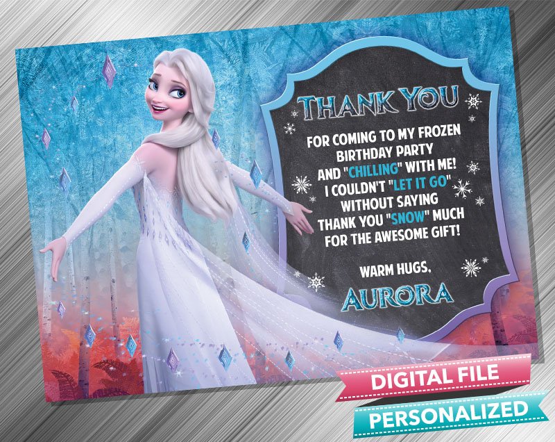 Frozen preview9 - ty no photo Elsa Transform Birthday Chalk Thank you card