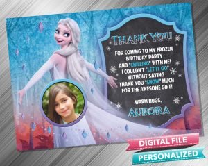 Elsa Transform Chalk Birthday Thank you Card with picture