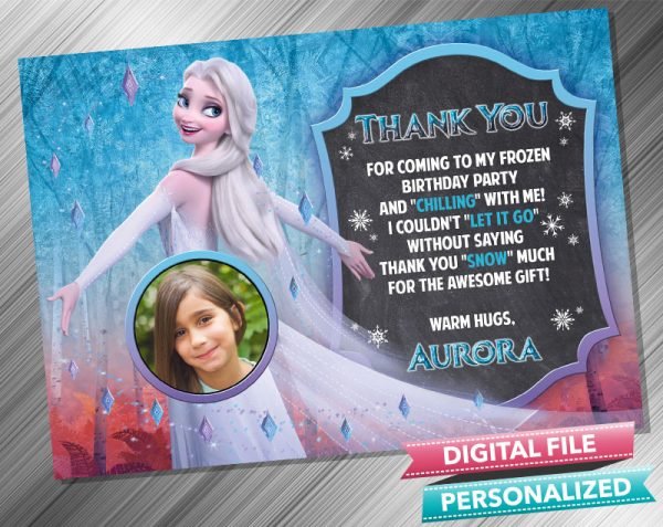 Elsa Transform Birthday Chalk Thank you card